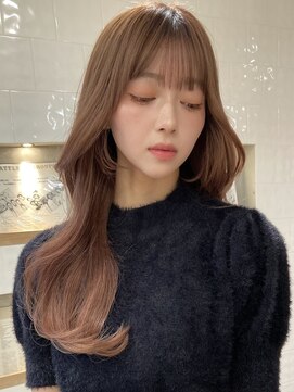 フォンズ(FONS) ミルクティーベージュ韓国大人ガーリーくびれヘア顔まわりカット