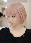 ピンクベージュ/ピンクカラー/ウルフカット/ボブウルフ/春カラー