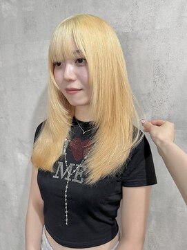 ラベル 渋谷(LAVEL) 抜きっぱなしブロンドベージュ顔周りざくざくレイヤーカット