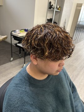 ビカムメンズヘアー 栄店(become men's hair) ブラウンメッシュパーマ
