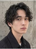 朝霞ツイストスパイラルパーマ微分け韓国センターパート七三分け