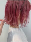 bob(切りっぱなしボブ、くすみピンク、チェリーレッド)