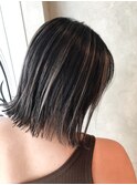 【cue】コントラストハイライト×切りっぱなしボブ