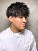 ツイストスパイラルパーマ ツーブロックマッシュ 束感