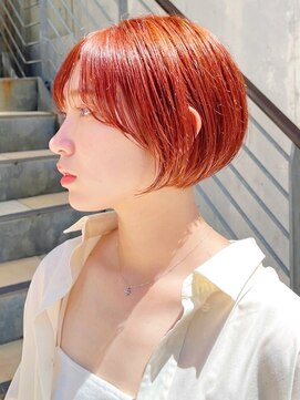 セイドット フクオカ(Say.FUKUOKA) Say.岩井　ハイトーンミニボブ×暖色カラー×オレンジベージュ