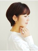 切りっぱなしショート・ボブ/絶壁解消/前髪なし/20代/30代/丸顔