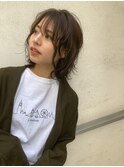 ミディアムボブ×ブラウンカラー