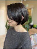 ★髪質改善★ショートボブ韓国丸みショートカットミルクティー