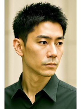 にもう ブルーブラック & スパイキーショート　フェザーパーマss010