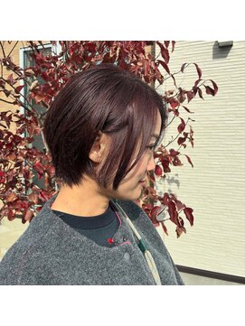 ◎ボルドー×ショートボブ　