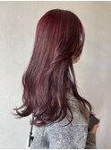 ブリーチなしダブルカラーのワインレッド
