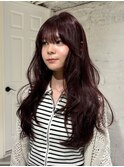【YOKE】ワインレッドダークレッドダブルカラーレイヤーロング