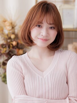 カバーヘアアンドスパ ブリス 浦和(COVER HAIR&SPA bliss) ブリーチなしピンクベージュ前下がりひし形レイヤーボブ30代a