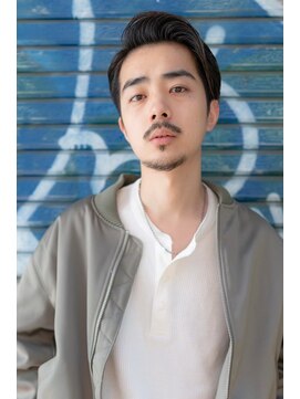 イオ 本厚木(io) 七三かきあげメンズカットビジネス黒髪ニュアンスパーマ