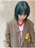 ターコイズブルーダブルカラーボブ中区袋町
