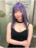 フェイスレイヤーカットハイトーンパープルローライトカラー
