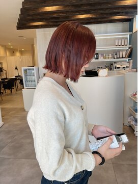 プラス ファースト ヘア(Plus 1st) チェリーレッド×ブリーチなしダブルカラー