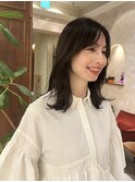 ◯くびれレイヤー切りっぱなしロブ グレージュ20代30代40代ヘア