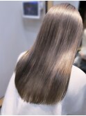 大人可愛いロング美人くすみ夏カラーブリーチなしアッシュグレー