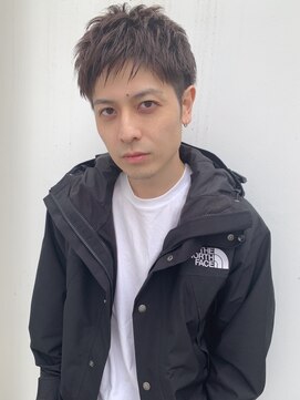 フッズ(HOODS) ダークアッシュ　刈り上げメンズショート　サーフカール