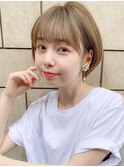 大人かわいい小顔ひし形ショートボブ30代40代50代