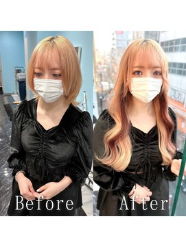 あるじゃんすー 池袋店 アプリコット×ボルドー#シールエクステ#大人可愛い#池袋