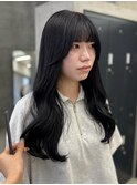 ブリーチなしブルーブラックワンホンロング
