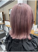ミルクティーピンク×外ハネ