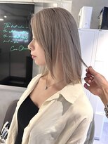 ファイブバイジエクト 堀江(FIVE by The Ect) ミルクティーグレージュ×似合わせカット×切りっぱなしボブ☆19