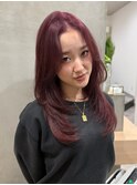チェリーレッド×レイヤーカット
