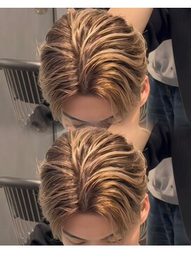 ステラ(STELLA) メンズ/バレイヤージュ/センターパート/ブリーチ＆ダブルカラー