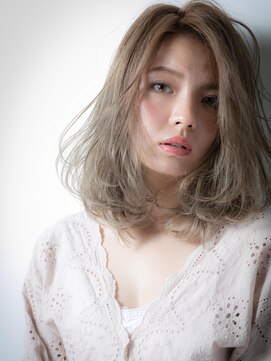 カバーヘア イヴ 戸頭店(COVER HAIR EVE) 個性的フォギーベージュ♪無造作小顔セミディy戸頭10代20代30代