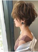 パーマで作る似合わせカットアースカラーのショートボブ