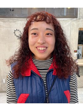 ナループロアオハナ(Nalu pu loa ohana) ハードパーマ/ブリーチなしカラー/オレンジカラー/パーマ/おん眉