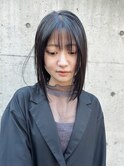 シースルーミディアムレイヤー暗髪ラベンダー