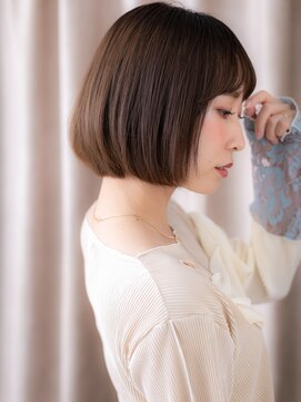 カバーヘア ブリス 北浦和(COVER HAIR bliss) マロンベージュ斜めバング立体感小顔丸みボブY北浦和30代40代