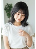 韓国風巻き/外ハネボブ/ブルーカラー/くすみカラー/