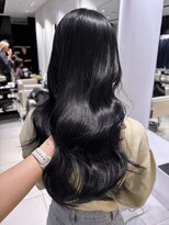 韓国艶ブルーブラックカラーロングレイヤーカット