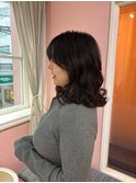 暗めカラーウェーブミディアムボブ11.12
