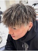 パイルツイストホワイトハイライトツイストパーマ眉毛ブリーチ