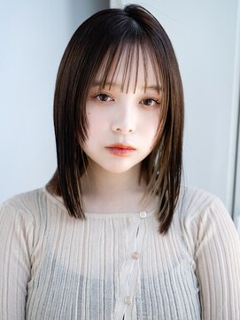 エインアンリー 明治神宮前(AIN.ANLY.) 6大人ガーリーダークアッシュミディアムレイヤーカット韓国ヘア