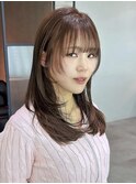 小顔黒髪レイヤーカット×アッシュカラー20代30代40代