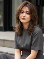 フレイムス ヘアアンドリラックス 大宮東口店(Frames)&nbsp;ミディアム髪型20代30代40代50代前髪あり前髪なし面長丸顔大宮