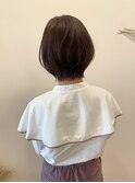 丸みショートレイヤーボブ×落ち着いたブラウン黒髪暗髪