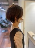 ショートボブ 大人可愛い 小顔 ブラウン 秋色/30代40代50代