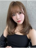大人可愛いガーリーチョコレートアッシュ韓国ハイレイヤーカット