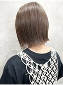 グレージュ/ハイライト/白髪ぼかし/切りっぱなしボブ/ミニボブ