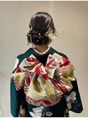 成人式　ヘアセット　シニヨン