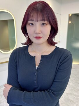 つやつやカシスレッド/ゆるふわ韓国風レイヤー