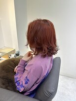 ルディー バイ ヘアーポケット(rudii by HAIR POCKET) レイヤーボブ×オレンジ